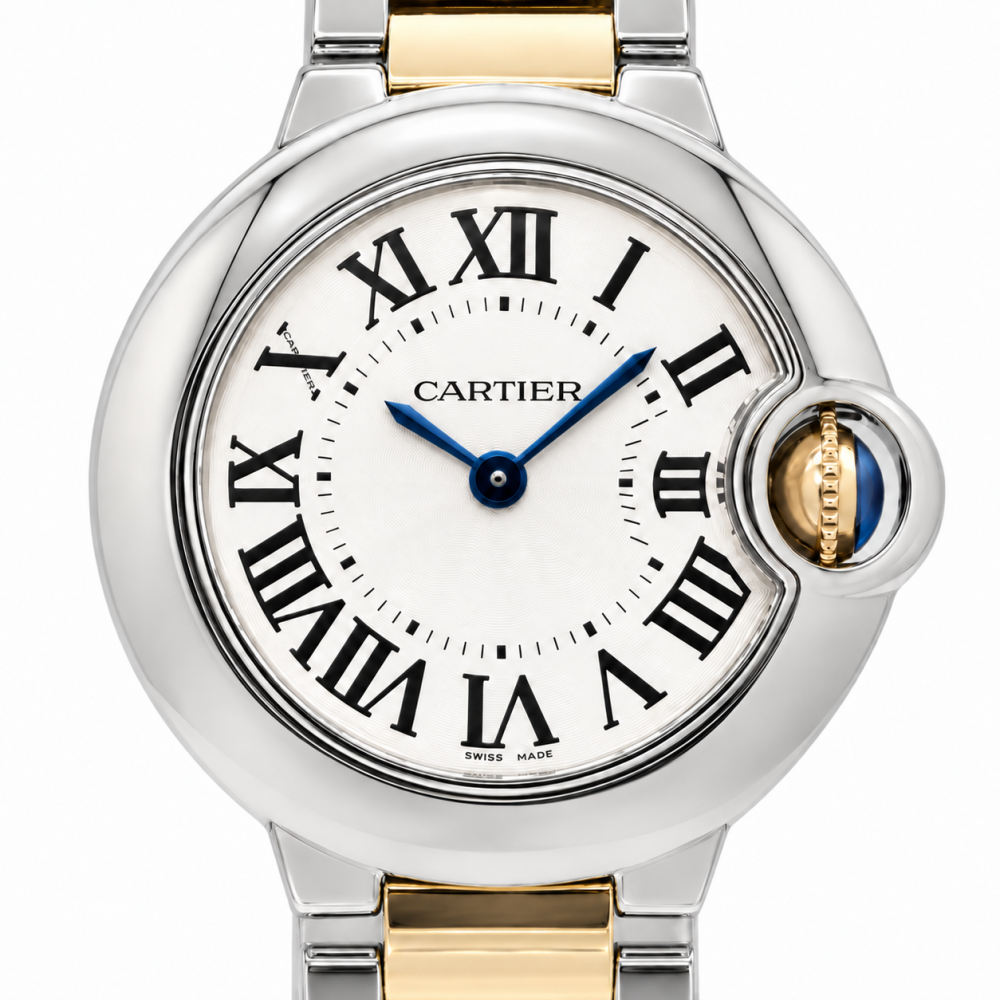 Cartier Ballon Bleu De 28MM W69007Z3 Two Tone White Dial Watch